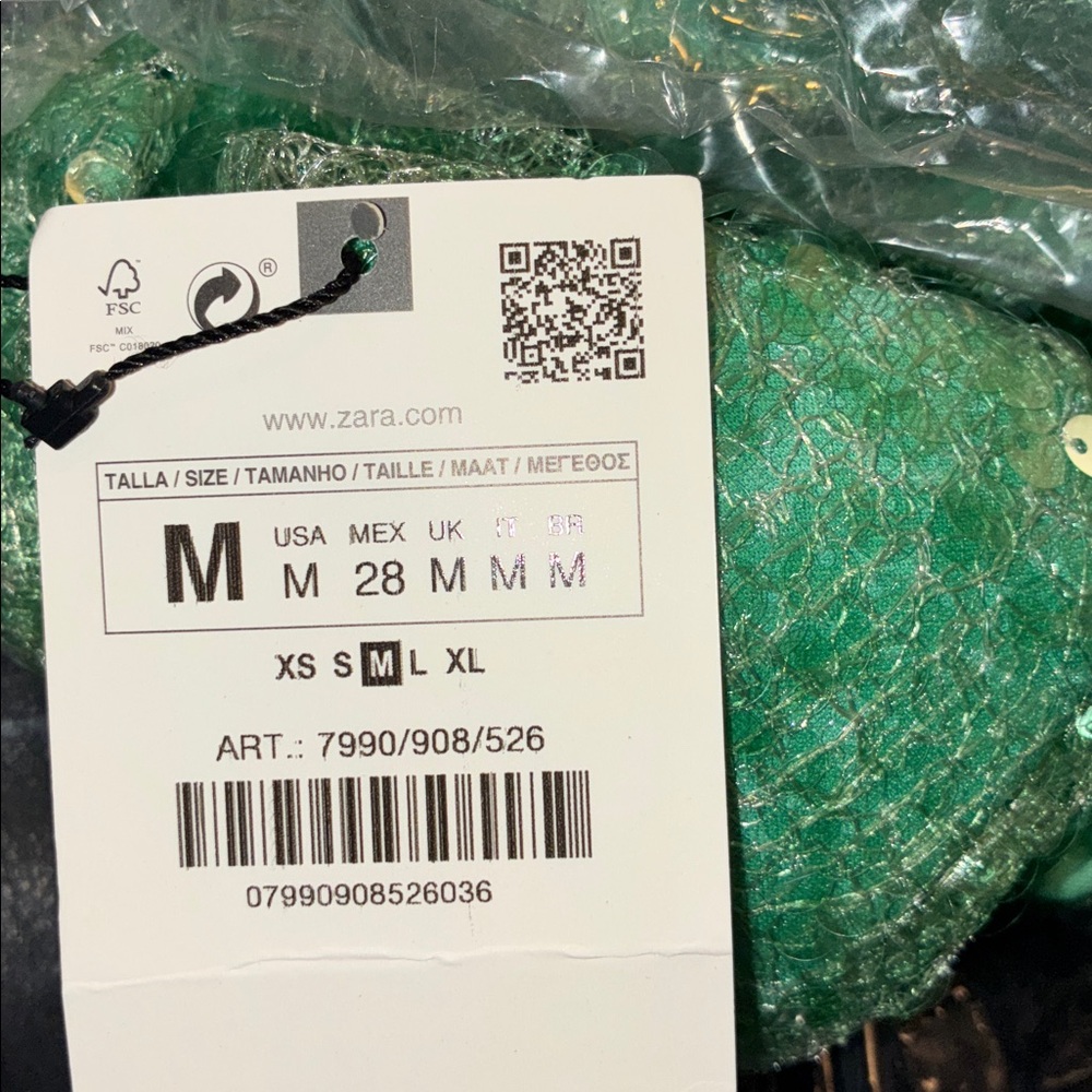 Zara NWT sea green sequin midi cut out dress 7990/908 - Picture 10 of 10
